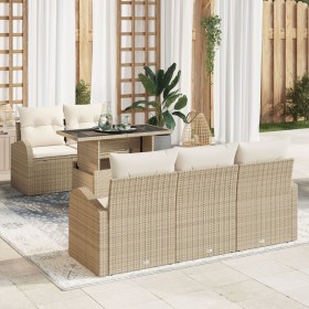 Juego de Sofá de Jardín de 6 Piezas con Cojines de Poliratán Beige de , Sofás de exterior - Ref: Foro24-3348557, Precio: 491,...