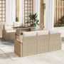 Juego de Sofá de Jardín de 6 Piezas con Cojines de Poliratán Beige de , Sofás de exterior - Ref: Foro24-3348557, Precio: 491,...