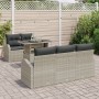 Conjunto de Sofá de Jardín de 6 Piezas con Cojines de Ratan Poliéster Gris Claro de , Sofás de exterior - Ref: Foro24-3348558...