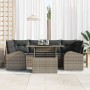 Conjunto de Sofá de Jardín de 7 Piezas con Cojines Gris de Poliéster Ratan de , Sofás de exterior - Ref: Foro24-3348575, Prec...