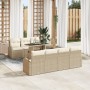 Juego de Sofá de Jardín de 8 Piezas con Cojines Beige de Ratán Polimérico de , Sofás de exterior - Ref: Foro24-3348587, Preci...