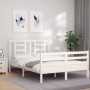 Estructura de cama con cabecero madera maciza blanco 140x200 cm de vidaXL, Camas y somieres - Ref: Foro24-3194702, Precio: 13...