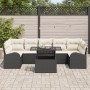 Juego de Sofá de Jardín de 8 Piezas con Cojines Ratán Poliéster Negro de , Sofás de exterior - Ref: Foro24-3348593, Precio: 5...