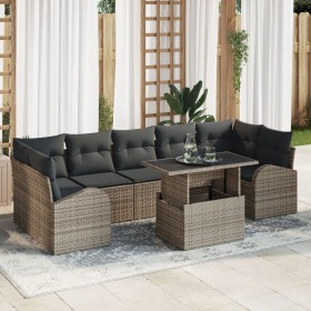 Conjunto Sofá Jardín 8 Piezas con Cojines Gris Ratán de , Sofás de exterior - Ref: Foro24-3348595, Precio: 565,97 €, Descuent...