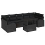 Conjunto de Sofá de Jardín de 8 Piezas con Cojines en Poliratán Negro de , Sofás de exterior - Ref: Foro24-3348599, Precio: 5...