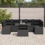 Conjunto de Sofá de Jardín de 8 Piezas con Cojines en Poliratán Negro de , Sofás de exterior - Ref: Foro24-3348599, Precio: 5...