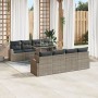 Conjunto de Sofás de Jardín de 9 Piezas con Cojines Gris de Ratán Polimérico de , Sofás de exterior - Ref: Foro24-3348605, Pr...