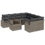 Juego de Sofá de Jardín de 9 Piezas con Cojines Gris Ratán Poliéster de , Sofás de exterior - Ref: Foro24-3348615, Precio: 60...