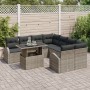 Juego de Sofá de Jardín de 9 Piezas con Cojines Gris Ratán Poliéster de , Sofás de exterior - Ref: Foro24-3348615, Precio: 60...
