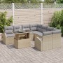 Set de Sofá de Jardín de 9 Piezas con Cojines Beige de Ratán Sintético de , Sofás de exterior - Ref: Foro24-3348616, Precio: ...