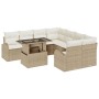 Conjunto de Sofá de Jardín de 9 Piezas con Cojines de Ratán Beige de , Sofás de exterior - Ref: Foro24-3348617, Precio: 651,6...