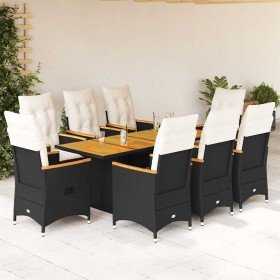 Set de comedor de jardín 9 pzas y cojines ratán sintético negro en Conjuntos de jardín | Comprar online en Foru.es