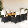 Set de comedor de jardín 9 pzas y cojines ratán sintético negro en Conjuntos de jardín | Comprar online en Foru.es