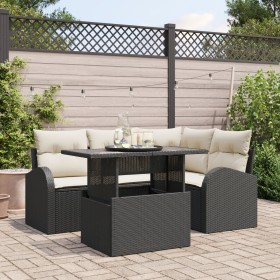Conjunto de Sofá de Jardín de 5 Piezas con Cojines Negro Poliratán de , Sofás de exterior - Ref: Foro24-3348633, Precio: 382,...