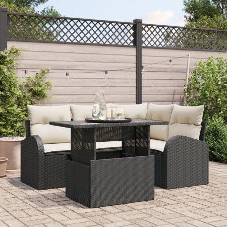Conjunto de Sofá de Jardín de 5 Piezas con Cojines Negro Poliratán de , Sofás de exterior - Ref: Foro24-3348633, Precio: 382,...