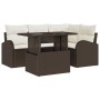 Conjunto de Sofá de Jardín de 5 Piezas con Cojines de Poliratán Marrón de , Sofás de exterior - Ref: Foro24-3348634, Precio: ...