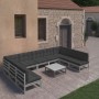 Set de muebles de jardín 10 pzas con cojines madera pino gris de vidaXL, Conjuntos de jardín - Ref: Foro24-3077201, Precio: 9...
