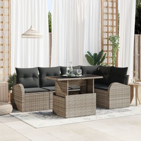 Juego de Sofá de Jardín de 6 Piezas con Cojines Gris Rattan Polímero de , Sofás de exterior - Ref: Foro24-3348645, Precio: 43...