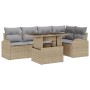 conjunto de sofá de jardín de 6 piezas con cojines beige de ratán sintético de , Sofás de exterior - Ref: Foro24-3348646, Pre...