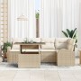 Conjunto de Sofá de Jardín de 6 Piezas con Cojines Beige de Rattan de , Sofás de exterior - Ref: Foro24-3348647, Precio: 459,...