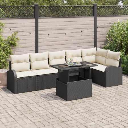 Conjunto de Sofás de Jardín de 7 Piezas con Cojines Negro Poliratán de , Sofás de exterior - Ref: Foro24-3348653, Precio: 460...