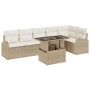 Set de Sofá de Jardín de 7 Piezas con Cojines Beige Ratán Poliéster de , Sofás de exterior - Ref: Foro24-3348657, Precio: 510...