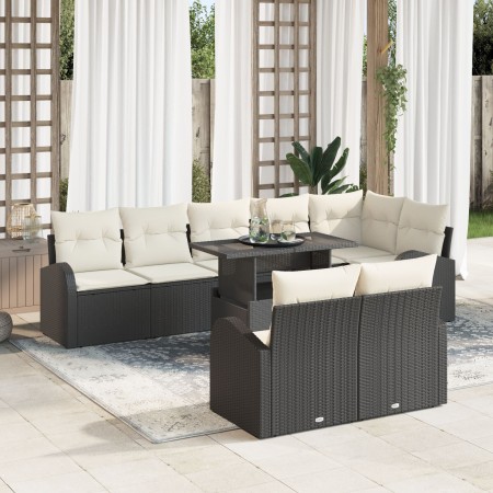 Conjunto de Sofá de Jardín de 9 Piezas con Cojines Negro Ratán Polivinílico de , Sofás de exterior - Ref: Foro24-3348663, Pre...