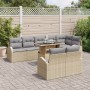 Conjunto de Sofá de Jardín de 9 Piezas con Cojines Beige de Ratán Sintético de , Sofás de exterior - Ref: Foro24-3348666, Pre...