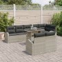 Juego de Sofá de Jardín de 9 Piezas con Cojines de Ratán Poli Gris Claro de , Sofás de exterior - Ref: Foro24-3348668, Precio...