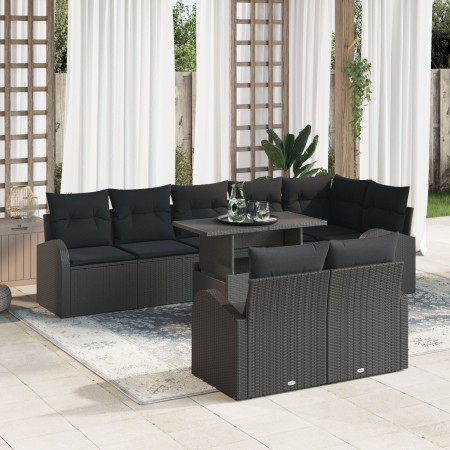 Conjunto de Sofá de Jardín de 9 Piezas con Cojines Negro Ratan Poligonal de , Sofás de exterior - Ref: Foro24-3348669, Precio...
