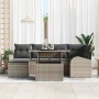 Conjunto de Sofás de Jardín de 7 Piezas con Cojines Gris Ratán Poliéster de , Sofás de exterior - Ref: Foro24-3348675, Precio...