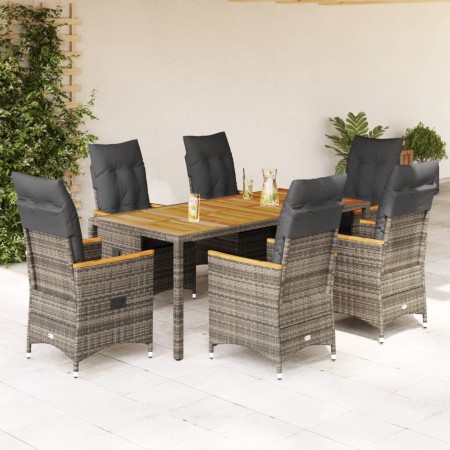 Set comedor jardín 7 pzas y cojines ratán sintético gris en Conjuntos de jardín | Comprar online en Foru.es