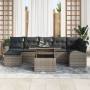 Conjunto de Sofá de Jardín de 8 Piezas con Cojines Gris Ratán Poliéster de , Sofás de exterior - Ref: Foro24-3348685, Precio:...