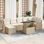 Conjunto de Sofás de Jardín de 8 Piezas con Cojines Beige de Rattan Poliéster de , Sofás de exterior - Ref: Foro24-3348687, P...