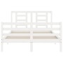 Estructura de cama con cabecero madera maciza blanco 140x200 cm de vidaXL, Camas y somieres - Ref: Foro24-3194702, Precio: 13...