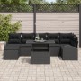 Juego de sofá de jardín de 8 piezas con almohadas, negro, ratán sintético de , Sofás de exterior - Ref: Foro24-3348689, Preci...