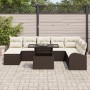Juego de Sofá de Jardín de 9 Piezas con Cojines Marrón Poliratán de , Sofás de exterior - Ref: Foro24-3348694, Precio: 619,77...