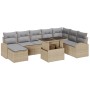 Juego de Sofá de Jardín de 9 Piezas con Cojines Beige de Poliratán de , Sofás de exterior - Ref: Foro24-3348696, Precio: 611,...
