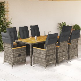 Set comedor jardín 9 pzas y cojines ratán sintético gris en Conjuntos de jardín | Comprar online en Foru.es