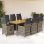Set comedor jardín 9 pzas y cojines ratán sintético gris en Conjuntos de jardín | Comprar online en Foru.es