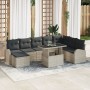 Juego de Sofá de Jardín de 9 Piezas con Cojines Beig Claro Rattan Poliéster de , Sofás de exterior - Ref: Foro24-3348698, Pre...