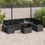 Conjunto de Sofá de Jardín de 9 Piezas con Cojines Negro de Ratán Polivinílico de , Sofás de exterior - Ref: Foro24-3348699, ...