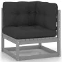 Set de muebles de jardín 8 pzas con cojines madera pino gris de vidaXL, Conjuntos de jardín - Ref: Foro24-3077131, Precio: 57...