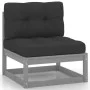 Set de muebles de jardín 8 pzas con cojines madera pino gris de vidaXL, Conjuntos de jardín - Ref: Foro24-3077131, Precio: 57...