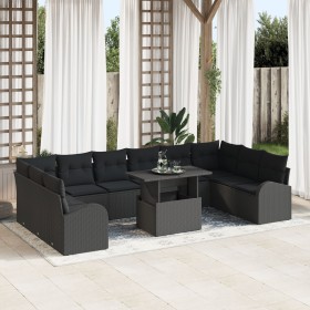 Conjunto de Sofás de Jardín de 11 Piezas con Cojines Negro Poliratán de , Sofás de exterior - Ref: Foro24-3348719, Precio: 75...