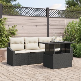Juego de Sofá de Jardín de 5 Piezas con Cojines Negro Poliratán de , Sofás de exterior - Ref: Foro24-3348903, Precio: 354,38 ...