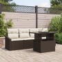 Conjunto Sofá Jardín de 5 Piezas con Cojines Polirratán Marrón de , Sofás de exterior - Ref: Foro24-3348904, Precio: 364,34 €...