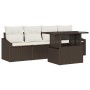 Conjunto Sofá Jardín de 5 Piezas con Cojines Polirratán Marrón de , Sofás de exterior - Ref: Foro24-3348904, Precio: 364,34 €...