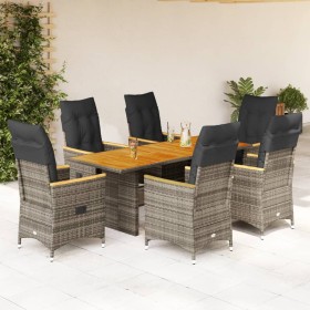 Set comedor jardín 7 pzas y cojines ratán sintético gris en Conjuntos de jardín | Comprar online en Foru.es