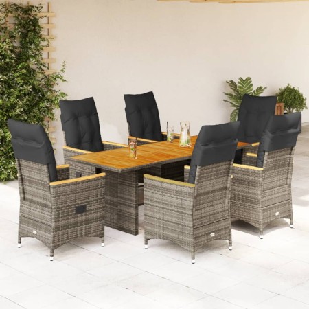 Set comedor jardín 7 pzas y cojines ratán sintético gris en Conjuntos de jardín | Comprar online en Foru.es
